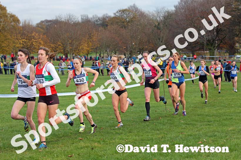 763 Stephanie Twell and 794 Lauren Howarth, 830 Charlotte Purdue in the senior womens Liverpool Cross Challenge. David T. Hewitson/Sports for All Pics